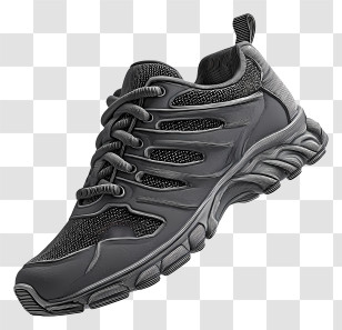 Carbon Plated Running Shoes - Black Sporty Sneaker Transparent PNG