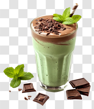 Chocolate Mint Day - Delicious Mint Chocolate Milkshake With Garnish Transparent PNG