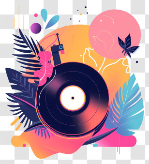 Vinyl Record - Colorful Abstract Vinyl Record Design Transparent PNG
