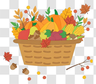 Harvest Basket Arrangement - Autumn Harvest Basket Illustration Transparent PNG