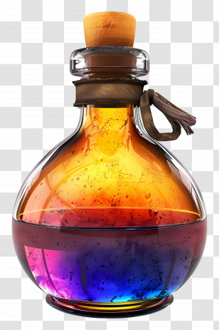 Magic Potion - Colorful Potion Bottle With Cork Stopper Transparent PNG