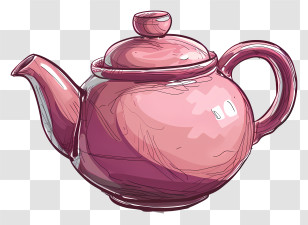 Teapot - Pink Ceramic Teapot Illustration Transparent PNG