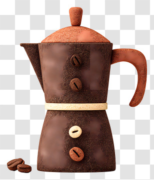 Coffee Kettle - Coffee Pot With Beans Design Transparent PNG
