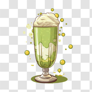 Milkshake - Frothy Green Beverage In Glass Transparent PNG