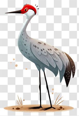 Sandhill Crane Bird - Grey Crane With Red Head Transparent PNG
