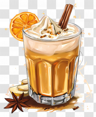 Spiced Iced Coffee With Cream - Spiced Iced Coffee With Cream And Cinnamon Transparent PNG