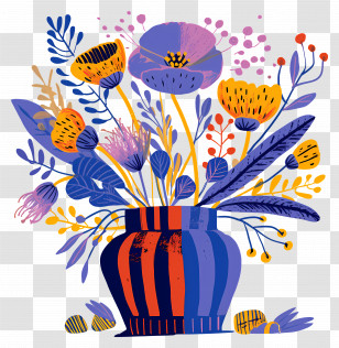 Abstract Flower Arrangement - Colorful Flower Vase With Artistic Bouquet Transparent PNG
