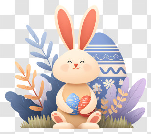 Easter Bunny - Easter Bunny With Painted Eggs Transparent PNG