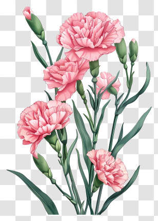 Pink Carnation - Delicate Pink Carnation Flowers In Bloom Transparent PNG