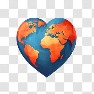Globe Heart - Heart-shaped Earth Globe Illustration Transparent PNG