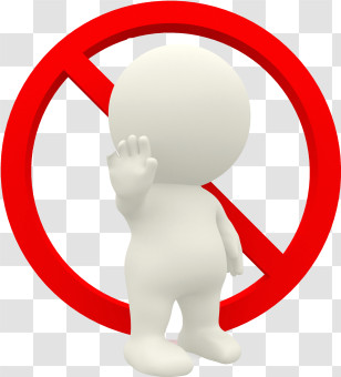 Stick Figure - 3D Cartoon Figure With Stop Gesture Transparent PNG
