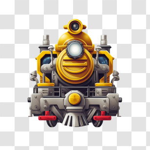 Locomotive Emoji - Yellow Train Locomotive Illustration Transparent PNG