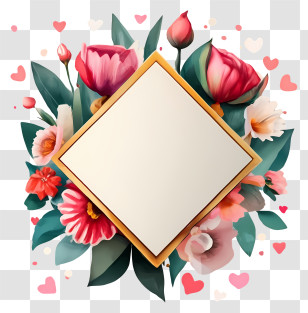 Cartoon - Beautiful Floral Frame With Blank Space Transparent PNG