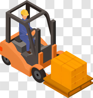 Cartoon - Forklift Carrying Boxes Transparent PNG