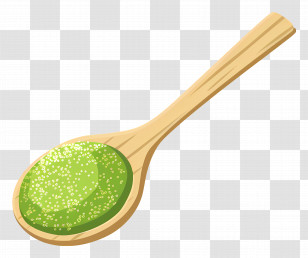 Matcha Powder - Wooden Spoon Containing Matcha Powder Transparent PNG