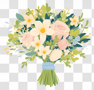 Wedding Bouquet - Beautiful Flower Bouquet Illustration Transparent PNG