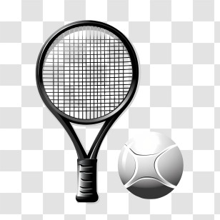 Tennis Racket - Tennis Racket And Ball Illustration Transparent PNG