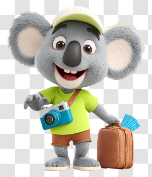 Koala Tourist - Smiling Koala Traveler Transparent PNG