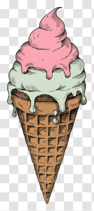 Cartoon - Melting Ice Cream Cone Illustration Transparent PNG