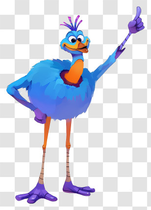 Cartoon Ostrich - Blue Cartoon Bird Giving Thumbs Up Transparent PNG