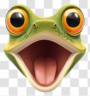 Frog Emoji - Funny Smiling Frog Face Illustration Transparent PNG