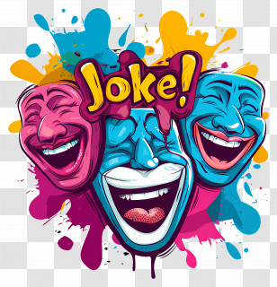 International Joke Day - Colorful Comedy Masks Illustration Transparent PNG