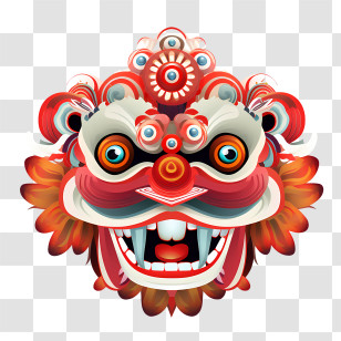 Chinese Lion Dance Head - Traditional Chinese Lion Dance Mask Transparent PNG