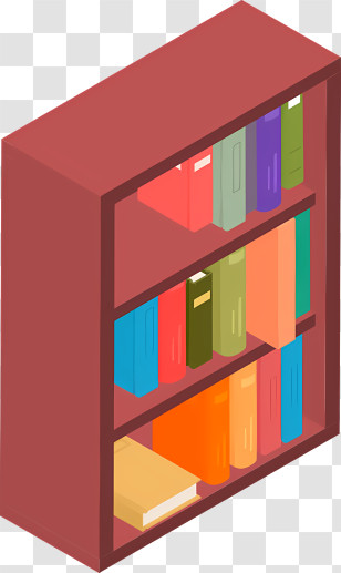 Icon - Bookshelf With Colorful Books Illustration Transparent PNG
