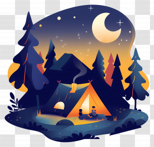 Summer Night - Night Camping In The Forest Transparent PNG