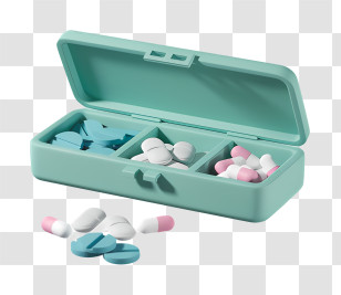 Small Green Plastic Box - Green Pill Box With Various Pills Transparent PNG