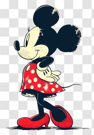 Minnie Mouse - Cartoon Mouse Character In Polka Dot Dress Transparent PNG