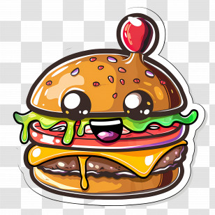 Burger - Cute Cartoon Burger With A Happy Face Transparent PNG