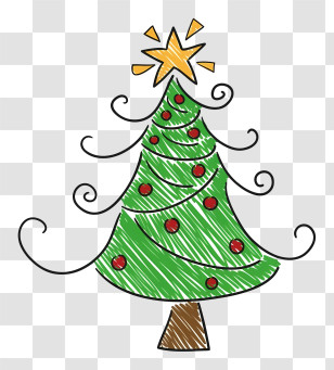 Christmas Tree - Doodle Christmas Tree With Star Transparent PNG