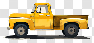 Pickup Truck - Yellow Vintage Pickup Truck Illustration Transparent PNG