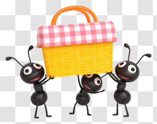 Ants Teamwork - Ants Lifting Picnic Basket Transparent PNG