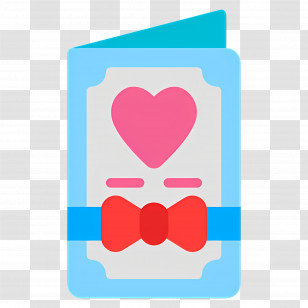 Invitation Card - Cute Greeting Card With Heart And Bow Transparent PNG