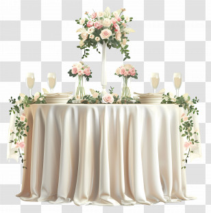 Wedding Table - Beautifully Decorated Table With Flowers Transparent PNG
