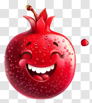 3d Cartoon Fruit - Smiling Red Pomegranate Cartoon Transparent PNG