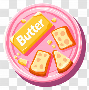 Butter - Illustration Of Butter On A Pink Plate Transparent PNG