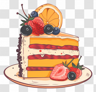 Fruit Cake - Fruit Topped Cake Slice Transparent PNG