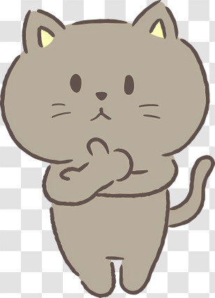 Cartoon Cat - Cute Cartoon Gray Cat Illustration Transparent PNG