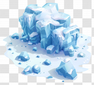 Isometric Ice - Melting Ice Block Illustration Depicting Winter Scene Transparent PNG