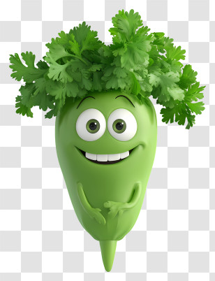 3d Cartoon Vegetable - Cartoon Green Pepper With Leaves Transparent PNG