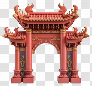 Temple Gate - Traditional Chinese Archway Transparent PNG