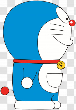 Doraemon - Blue Cartoon Character With Yellow Bell Transparent PNG
