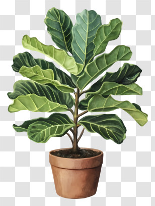 Fern Plant - Fiddle Leaf Fig Plant In Pot Transparent PNG