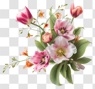Elegant Flower Arrangement Vector Draw Design - Beautiful Bouquet Of Pink And White Flowers Transparent PNG