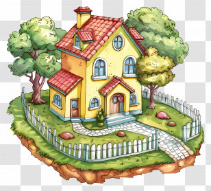 Real Estate - Cute Yellow Cartoon House Illustration Transparent PNG