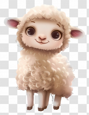 Animated Lamb - Cute Fluffy Sheep Cartoon Illustration Transparent PNG