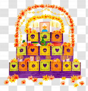 Altar - Colorful Day Of The Dead Altar Transparent PNG